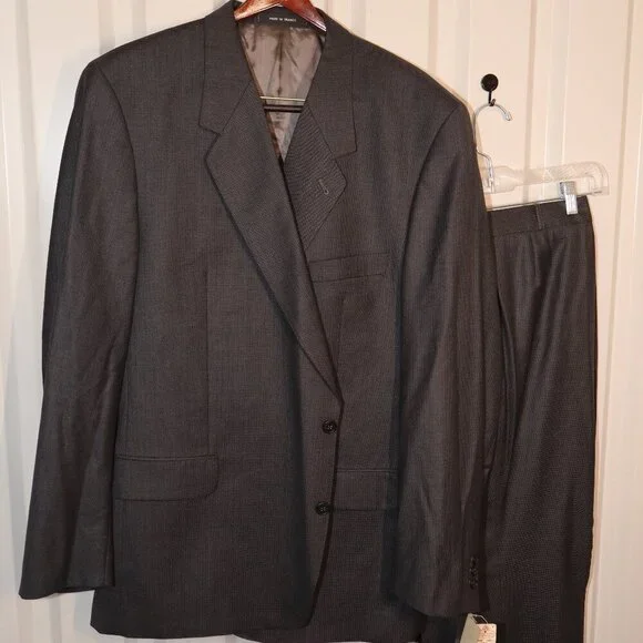 The Custom Shop Mens Wool Dark Gray Suit Jacket and Pants Size 53L Long w/flaw